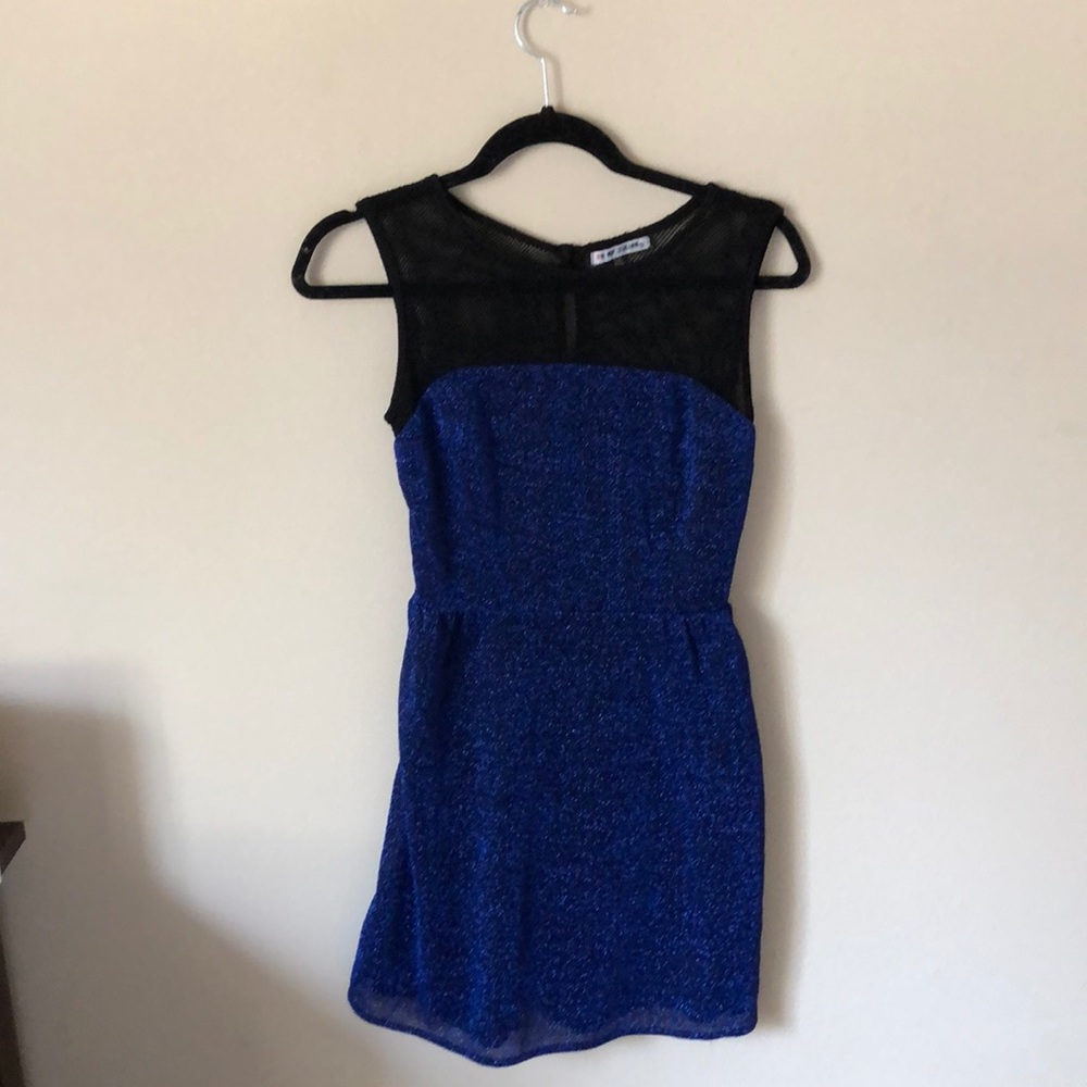 Formal blue dress.